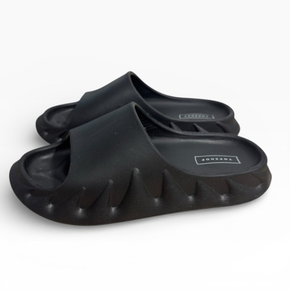 Topshop Black One Strap Slide Sandals EU 39 40 Chunky Comfort Slides US 8-9